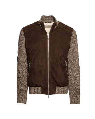 Daunenblouson, Leder Strick
