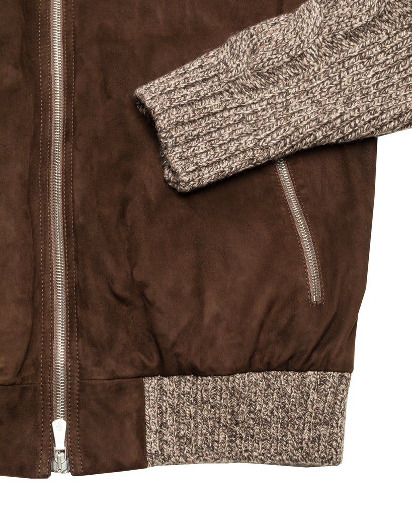Daunenblouson, Leder Strick